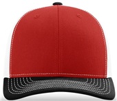 Richardson 112 Twill Mesh Snapback Trucker Caps RED/WHITE/BLACK (TRI-COLOR) Front