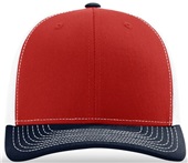 Richardson 112 Twill Mesh Snapback Trucker Caps RED/WHITE/NAVY (TRI-COLOR) Front