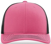 Richardson 112 Twill Mesh Snapback Trucker Caps HOT PINK/BLACK (SPLIT) Front