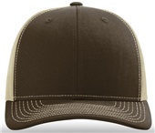 Richardson 112 Twill Mesh Snapback Trucker Caps BROWN/KHAKI (SPLIT) Front