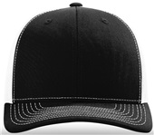 Richardson 112 Twill Mesh Snapback Trucker Caps BLACK/WHITE (SPLIT) Front