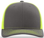 Richardson 112 Twill Mesh Snapback Trucker Caps CHARCOAL/NEON YELLOW (SPLIT) Front