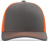 Richardson 112 Twill Mesh Snapback Trucker Caps CHARCOAL/NEON ORANGE (SPLIT) Front