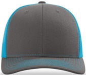 Richardson 112 Twill Mesh Snapback Trucker Caps CHARCOAL/NEON BLUE (SPLIT) Front