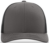 Richardson 112 Twill Mesh Snapback Trucker Caps CHARCOAL/BLACK (SPLIT) Front
