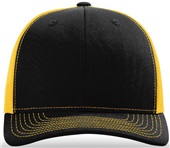 Richardson 112 Twill Mesh Snapback Trucker Caps BLACK/GOLD (SPLIT) Front