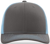 Richardson 112 Twill Mesh Snapback Trucker Caps CHARCOAL/COLUMBIA BLUE (SPLIT) Front
