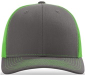 Richardson 112 Twill Mesh Snapback Trucker Caps CHARCOAL/NEON GREEN (SPLIT) Front