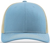 Richardson 112 Twill Mesh Snapback Trucker Caps COLUMBIA BLUE/KHAKI (SPLIT) Front