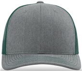 Richardson 112 Twill Mesh Snapback Trucker Caps HEATHER GREY/DARK GREEN (SPLIT) Front