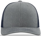 Richardson 112 Twill Mesh Snapback Trucker Caps HEATHER GREY/NAVY (SPLIT) Front