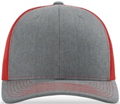 Richardson 112 Twill Mesh Snapback Trucker Caps HEATHER GREY/RED (SPLIT) Front