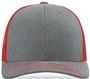 Richardson 112 Twill Mesh Snapback Trucker Caps HEATHER GREY/RED (SPLIT) Front