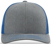 Richardson 112 Twill Mesh Snapback Trucker Caps HEATHER GREY/ROYAL (SPLIT) Front