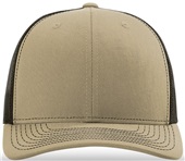 Richardson 112 Twill Mesh Snapback Trucker Caps KHAKI/COFFEE (SPLIT) Front
