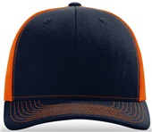Richardson 112 Twill Mesh Snapback Trucker Caps NAVY/ORANGE (SPLIT) Front
