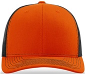 Richardson 112 Twill Mesh Snapback Trucker Caps ORANGE/BLACK (SPLIT) Front