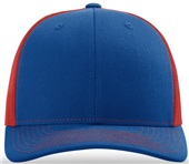 Richardson 112 Twill Mesh Snapback Trucker Caps ROYAL/RED (SPLIT) Front