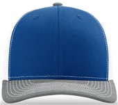 Richardson 112 Twill Mesh Snapback Trucker Caps ROYAL/WHITE/H. GREY (TRI-COLOR) Front