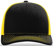 Richardson 112 Twill Mesh Snapback Trucker Caps BLACK/YELLOW (SPLIT) Front