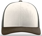 Richardson 112 Twill Mesh Snapback Trucker Caps CREAM/GREY BROWN/BROWN (TRI-COLOR) Front