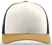 Richardson 112 Twill Mesh Snapback Trucker Caps CREAM/NAVY/AMBER GOLD (TRI-COLOR) Front