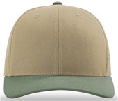 Richardson 112 Twill Mesh Snapback Trucker Caps KHAKI/LODEN (COMBO) Front