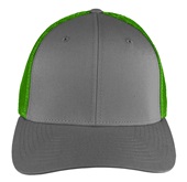 Richardson 110 Mesh Back Flexfit Caps (STAND.) CHARCOAL CROWN & VISOR/NEON GREEN BACK Front
