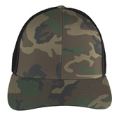 Richardson 110 Mesh Back Flexfit Caps (STAND.) GREEN CAMO CROWN & VISOR/BLACK BACK Front