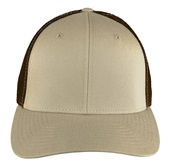 Richardson 110 Mesh Back Flexfit Caps (STAND.) KHAKI CROWN & VISOR/COFFEE BACK Front