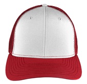 Richardson 110 Mesh Back Flexfit Caps (ALTERN.) WHITE FRONT PANEL/RED VISOR & SIDE Front