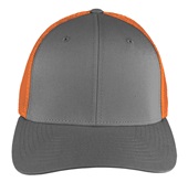Richardson 110 Mesh Back Flexfit Caps (STAND.) CHARCOAL CROWN & VISOR/NEON ORANGE BACK Front