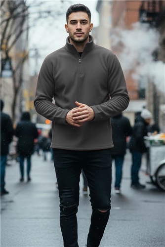 Quarter-Zip long Sleeve Pullover, Polar-Fleece, Adult Winter Base