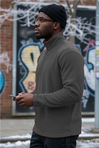 Quarter-Zip long Sleeve Pullover, Polar-Fleece, Adult Winter Base