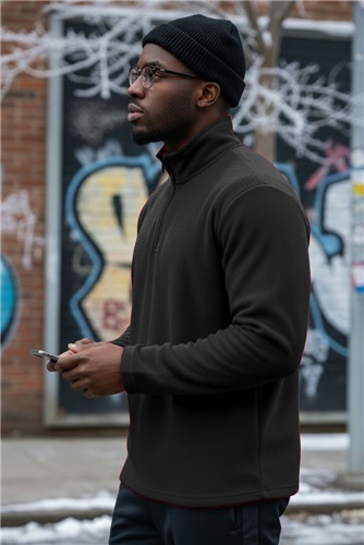 Quarter-Zip long Sleeve Pullover, Polar-Fleece, Adult Winter Base