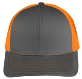 EPS101 Twill Mesh Adjustable SnapBack Baseball Trucker Caps CHARCOAL/NEON ORANGE Front