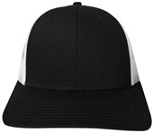 Low Profile Trucker Cap, Snap Back, Mesh Back, Twill Front, EPS115 BLACK/WHITE (SPLIT) Front