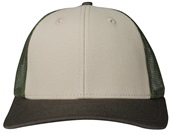 Low Profile Trucker Cap, Snap Back, Mesh Back, Twill Front, EPS115 TAN/LODEN/BROWN (TRI) Front