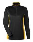 Harriton Ladies' Flash Snag Protection Plus Il Colorblock Quarter-Zip M786W BLACK/ SUNRY YLW Pocket