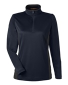 Harriton Ladies' Flash Snag Protection Plus Il Colorblock Quarter-Zip M786W DK NVY/ DK CHRCL Pocket