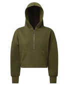 Tridri Ladies' Alice Half-Zip Hooded Sweatshirt TD077 OLIVE Pocket