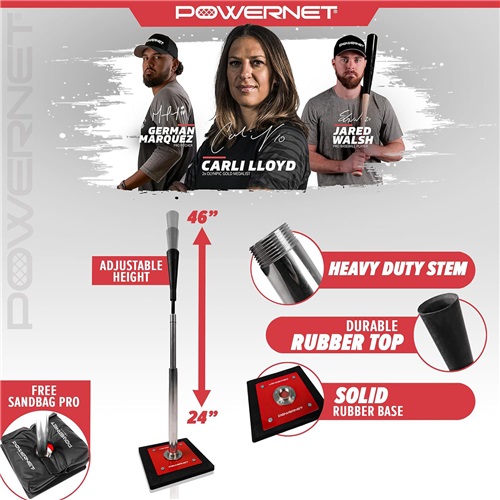 PowerNet Pro Batting Tee 1226 BLACK/RED/SILVER Front