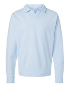 Comfortwash By Hanes Unisex Garment Dye Polo Collar Sweatshirt GDH490 SOOTHING BLUE Pocket