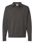 Comfortwash By Hanes Unisex Garment Dye Polo Collar Sweatshirt GDH490 NEW RAILROAD GRY Pocket