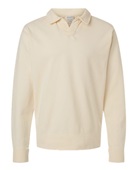 Comfortwash By Hanes Unisex Garment Dye Polo Collar Sweatshirt GDH490 PARCHMENT Pocket