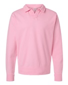 Comfortwash By Hanes Unisex Garment Dye Polo Collar Sweatshirt GDH490 COTTON CANDY Pocket