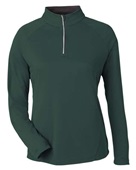 Core365 Ladies' Origin Performance Pique Quarter-Zip Jacket CE418W FOREST/ CARBON Pocket