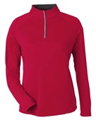 Core365 Ladies' Origin Performance Pique Quarter-Zip Jacket CE418W CLASSC RED/ CRBN Pocket