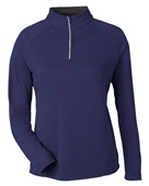 Core365 Ladies' Origin Performance Pique Quarter-Zip Jacket CE418W CLASC NAVY/ CRBN Pocket