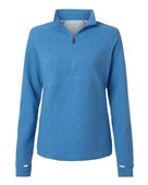 North End Ladies' Spirit Textured Quarter-Zip Jacket NE725W LIGHT NAUTICAL BLUE HEATHER Pocket